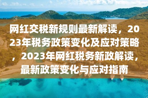 網紅交稅新規則最新解讀，2023年稅務政策變化及應對策略，2023年網紅稅務新政解讀，最新政策變化與應對指南
