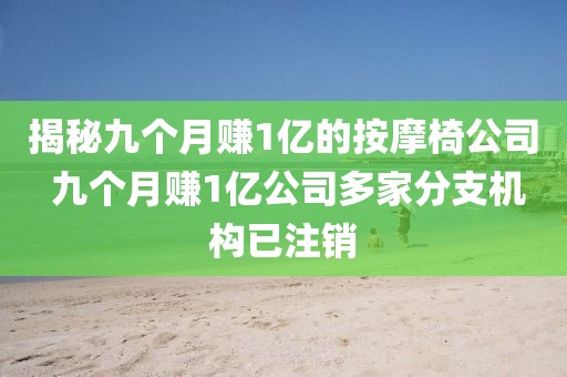 揭秘九個月賺1億的按摩椅公司 九個月賺1億公司多家分支機構已注銷