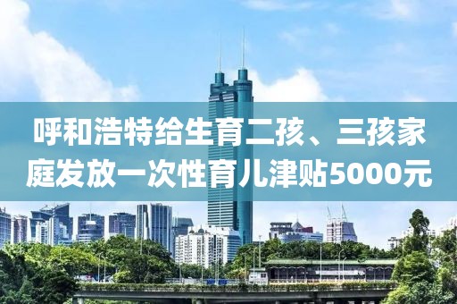 呼和浩特給生育二孩、三孩家庭發放一次性育兒津貼5000元